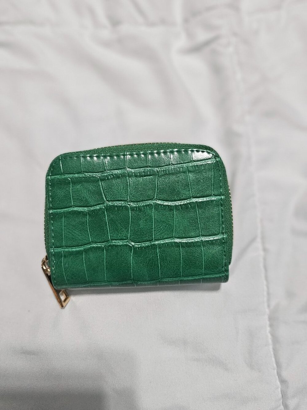 Title: A New Day Green Croc-Embossed Zip-Around Wallet